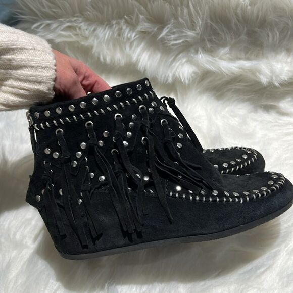 ASH Spirit Studded Suede Fringe Ankle Boots Size 39/8-8.5. B66 - Picture 7 of 10